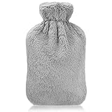 Lumeiy Hot Water Bottle with Soft Fluffy Cover,2 L Large Capacity Rubber Hot Water Bag Bed Bottle Gift for Women Mother Dad