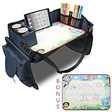 Becko Children’s Travel Toy Tray Kids’ Car Seat Snack, Game Tray Activity Table for Stroller, Car, Airplane, Road Trip with Doodle Mat, Foldaway & Portable