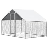Chicken Coop Large Metal Chicken House/Pen for 6/10 Chickens Poultry Cage with Waterproof Cover for Rabbits Duck Walk-in Chicken Run for Yard Outdoor