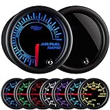 GlowShift Tinted 7 Color Narrowband Air/Fuel Ratio AFR Gauge - Lean, Optimal & Rich Readings - Black Dial - Smoked Lens - 2-1/16' 52mm
