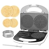 SugarWhisk Mini Pizzelle Maker Machine with a 3'' Cutter, Mini Stroopwafel Iron, Bake 2 x 4'' Pizzelles or 3'' Stroopwafels, Excellent for Holiday, Party, Dessert Treat Making & More
