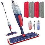 Microfiber Spray Mops for Floor Cleaning - BPAWA Wood Floor Mop with Spray Flat Dust Mop for Hardwood Laminate Tile Ceramic Kitchen Floors, Dry Wet Mop with 2X 550ML Bottles 4X Reusable Washable Pads