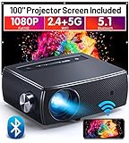 Mini Bluetooth Projector, CLOKOWE 9600L 1080P HD 5G WiFi Projector, Support 4K & Zoom, Portable Movie Projector with Dolby Audio, Home Theater Video Projector Compatible with Phone,PC,PS4,TV Stick