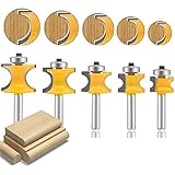 LEATBUY Bullnose Router Bit 1/4 Inch Shank Set 5PCS, Radius Half Round Bearing Wood Milling Cutter Drilling Carbide Tool For Door Table Cabinet Shelve(1/4 Half Round)