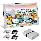 Sunix 1500 Pieces Jigsaw Puzzle Board, Foldable Puzzle Mat with Non-Slip Surface & 4 Sorting Trays, 39' x 26' Large Portable Puzzle Board Puzzle Pad, Felt Puzzle Table Top for Adults and Kids
