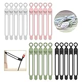 [20Park]UMUST Silicone Cable Ties,Reusable Cable Management Organizer,Cable Straps,Cord Ties,Multipurpose Elastic Cord Organizer for Bundling and Fastening Cable Cords Wires(black,white,pink,green)