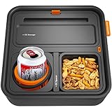 CouchConsole Original Tray - Drinks & Snacks Sofa Caddy with Armrest, Table with Phone Stand- TV Remote Control Storage and Organizer - for Living Rooms, RV, and Cars, Black/Orange