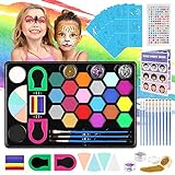 40 PCS Face Paint Kit for Kids | 20 Colors Face Painting Set Includes Stickers, Brushes,Sponges, Split Cake | Professional Face Body Painting Kits