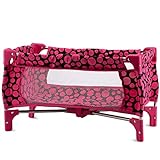 HushLily® - Baby Doll Playpen Toy Crib Foldable with Mattress and Carry Bag - Pink & Black Polka Dots