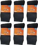 Winterlace Men's Thermal Brushed Thick Cushioned Socks - 6 Pairs (Black, Sock Size 10-13 (Men Shoe Sizes 7-12))