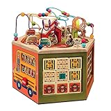 B. toys- Youniversity- Wooden Activity Cube – Developmental Learning Center – Toys for Toddlers, Kids – Alphabet, Numbers, Shapes – 12 Months +