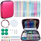 Weabetfu 60pcs Interchangeable Circular Knitting Needles Set with Case 13 Pairs of Aluminum Circular Knitting Needle for Handmade DIY Knitting with Knitting Accessories,(2.75mm-10mm)