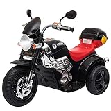 Aosom 6V Kids Motorcycle Dirt Bike Electric Battery-Powered Ride-On Toy Off-Road Street Bike with Music & Horn Buttons, Stable 3-Wheel Design, & Rear Storage Space, Black