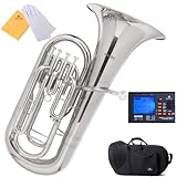Mendini by CECILIO MEP-N Nickel Plated B Flat Euphonium with Stainless Steel Pistons
