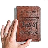 Hand Lettered and Laser Engraved ESV Compact Bible, Brown Trutone Leather Cover, Personalized Gift, Custom Name Engraving Available