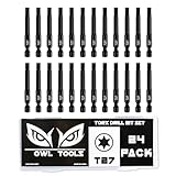 T27 Torx Bits (24 Pack - 2 Inch Impact Grade) 6 Point Torx Star Bit with Hex Shank - Hardened CRM Steel Alloy - Case Included