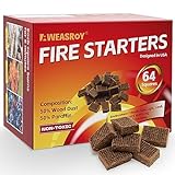 Fire Starter Squares 64 - Fire Starters for Fireplace,Chimney,BBQ Grill,Camping Fire,Wood Stove - Water Resistant and Safe Odourless - Camping Accessories