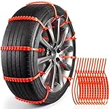 Snow Chains Reusable 12PCS Tires Chains for Car/SUV/Trucks, Convenient Zip Tie Tires Chains for Emergency Snow Tire Chains