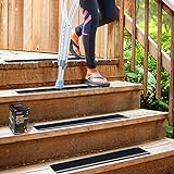 S&X Stair Treads Outdoor Non-Slip with Glow in The Dark Stripe - Comfortable Anti-Slip Protection for All Slippery Surfaces - Weather Resistant Heavy Duty Tape,6 Inch X 24 Inch,5 Pack,Black/Glow