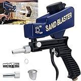 Sand Blaster Gun Kit for Air Compressor, Hand Held Sand Blaster for Metal Wood and Glass, Portable Sandblaster Rust Remover Pneumatic Up to 120 PSI, Soda Blaster Machine