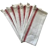 Embroider This! Vintage Striped Kitchen Towel 18-inch by 28-inch Package of 6 (Red Stripe)