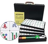 Mose Cafolo Professional Chinese Mahjong Set X-Large 144 Numbered 1.6 inch Melamine Tiles with Carrying Case - Complete Mahjongg Majiang Game Set (特大號麻將牌)