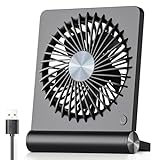 Koonie USB Fan, Strong Wind Ultra Quiet Small Desk Fan 220° Tilt Folding 3 Speeds Adjustable USB-C Corded Powered Personal Fan for Home Office Desktop Black