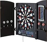 Fat Cat Mercury Electronic Dartboard, Built In Cabinet Doors With Integrated Scoreboard, Dart Storage For 6 Darts, Dual Display In Two Colors, Compact Target Face For Fast Play