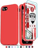 LeYi for iPhone 7 Phone Case: iPhone 6S Case, iPhone 6 Case with [2 x Tempered Glass Screen Protector], Full-Body Shockproof Soft Silicone Protective Phone Case for iPhone 8/ SE 2020, Red
