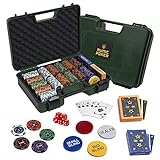 RUNIC Exclusive Poker Set 300 pcs, 14 Gram Clay Poker Chips for Texas Holdem, Black Jack, Casino Grade Chips, Features a Tasteful Shock Resistant Poker Case (Army Green)