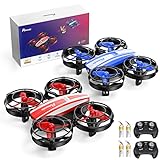 Potensic A21 Mini Drones for Kids, 2 Pack IR Battle Drone with LED Lights, RC Quadcopter with 3D Flip, 3 Speeds, Headless Mode, Altitude Hold, Toy Gift for Boys Girls (Red and Blue)