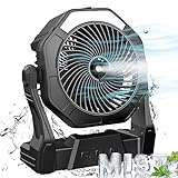 Ausic Portable Misting fan Rechargeable, 10000mAh Battery Powered Fan with Mister, 8-Inch Personal Cooling Mist Fan with 250mL Water Tank & LED Lantern, for Home Desk, Camping, Outdoor&Indoor Use