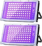 Glostars 2 Pack 100W LED Black Light Lamp, Blacklight floodlight, IP66 Waterproof, 395-400nm Black Light Party Light with Switch for Bar, Party Accessories, Black Light Decoration