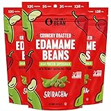 The Only Bean Crunchy Roasted Edamame Snack (Sriracha), High Protein Snacks (13g) Healthy Protein Chips, Keto Friendly Food (2g Net), Plant-Based Vegan Snacks, Office Snacks, Spicy Snack, 4oz (3 Pack)
