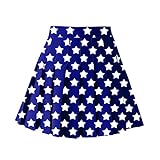 TONCHENGSD Women's High Waist Pleated Mini Skirt Skater Tennis Skirt (Blue Star,M)