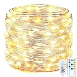 Minetom USB Fairy String Lights with Remote and Power Adapter, 66 Feet 200 Led Firefly Lights for Bedroom Wall Ceiling Christmas Tree Wreath Craft Wedding Party Decoration, Warm White