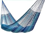 Hammocks Rada Mayan-Made Matrimonial Yucatan Hammock - Two Person Hammock - Artisan Crafted in Central America - Fits 12.5 to 13 Feet Hammock Stand - Up to 550 Pounds, Two Blue - Hanging Bed