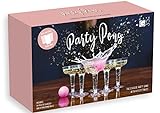 Party Pong™ Ultimate Upmarket Beer Pong Drinking Game with 12 Plastic Champagne Glasses and 4 Ping Pong Balls