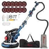 Enhulk Drywall Sander with Vacuum, 1050W 7.2A Electric Drywall Sander with Auto Dust Collection, 6 Variable Speed 800-1800RPM, Double-Deck LED Lights, Extendable & Foldable Handle, 13ft Power Cord