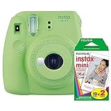 Fujifilm Instax Mini 9 Camera, Lime Green - With Fujifilm instax mini Instant Daylight Film Twin Pack, 20 Exposures