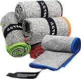 Acteon Microfiber Quick Dry Gym Towel, Silver ION Odor-Free Mega Absorbent Fiber (5-Pack), Fast Drying, Men & Women Small Workout Gear for Body Sweat, Beach, Working Out, Camping, Travel Towels
