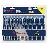 BOSCH DSB5012 12-Piece Assorted Set Daredevil Spade Bits, 1/4 In. Hex Shank Ideal for Fast Drilling Applications in Wood