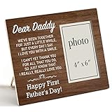 Zauly First Father's Day Gift Wooden Picture Frame for Daddy New Dad Daddy-to-be from Baby Girl Boy, Daddy Thank You Wood Photo Frame Gifts, Tabletop and Wall Mounting, 4x6 Inch Photo