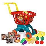 Playkidz Toy Shopping Cart Play Set, Plastic Food Toys, Interactive Play Set, Educational & Pretend Play Fun, Ages 3+
