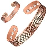Feraco 12X Strength Wide Copper Bracelet for Men Magnetic Bracelets for Men with Neodymium Magnets, Pure Copper Jewelry Cuff Bangle, Adjustable with Giftable Box (Viking)