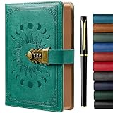 ZXHQ Lockable Diary for Women & Men,Secret Diary for Girls, Refillable Leather Journal Writing Notebook, Size A5(8.5 × 5.9 Inch) LightSeaGreen