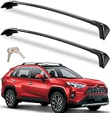 Max Loading 260lb Lockable Roof Rack Cross Bars Fit for 2019 2020 2021 2022 2023 Toyota RAV4 LE XLE XSE Limited Hybrid Anti-Theft Metal Aluminum Crossbars Rooftop Cargo Bag Luggage Carrier