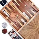 Pointworks 17 Inch Backgammon Sets for Adults. Beautiful Wood Inlaid Backgammon Board Game Set with Unique Checkers & Dice. Large Travel Backgammon Set for Adults, Backgammon Game for 2 Players