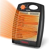 Infrared Heater Space Hetaer for Indoor Use Home Office Bedroom Radiant Heater with 2 Heat Settings, Quiet and Light without Fan, Warm up Immediately, Overheat & Tip-Over Protection,500W