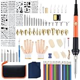 Fohil Wood Burning Kit for Adults with Gloves, 130pcs Wood Burning Pen Tool Set with Adjustable Temperature 200~450 °C Switch Pyrography Pen Kit for Embossing Carving Soldering